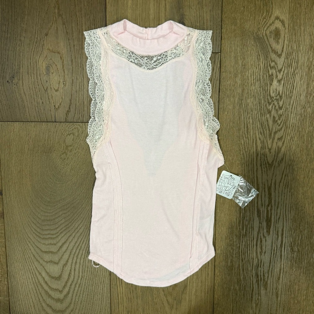 Free People Dale Lace Tank Top in Light Pink